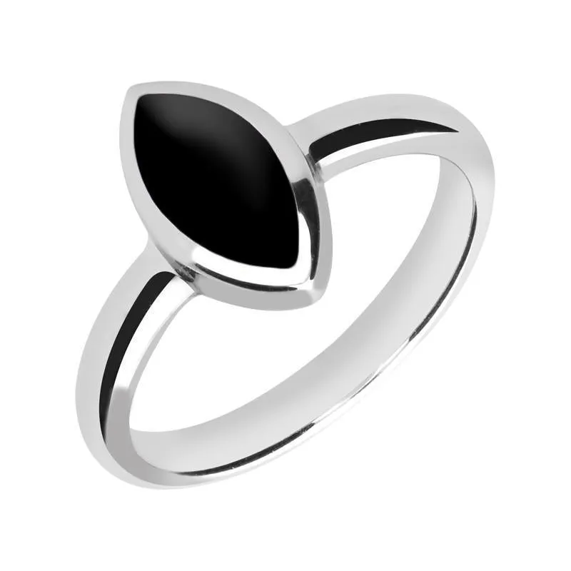 Sterling Silver Whitby Jet Marquise Ring sold by Jura Watches