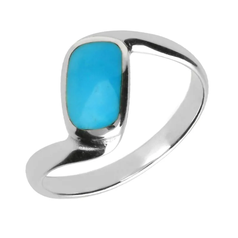 Sterling Silver Turquoise Oblong Twist Ring sold by Jura Watches