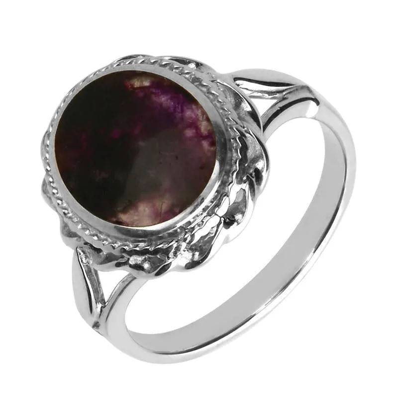 Sterling Silver Blue John Oval Rope Twist Ring sold by Jura Watches