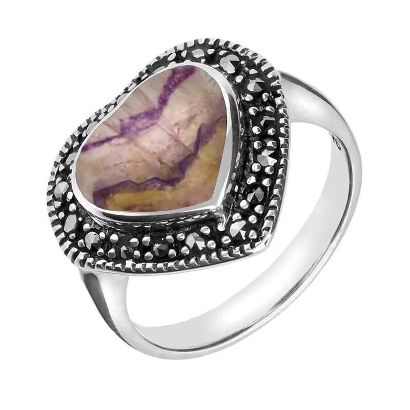 Sterling Silver Blue John Marcasite Heart Shaped Ring sold by Jura Watches