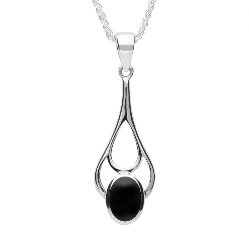 Sterling Silver Whitby Jet Oval Spoon Necklace sold by Jura Watches