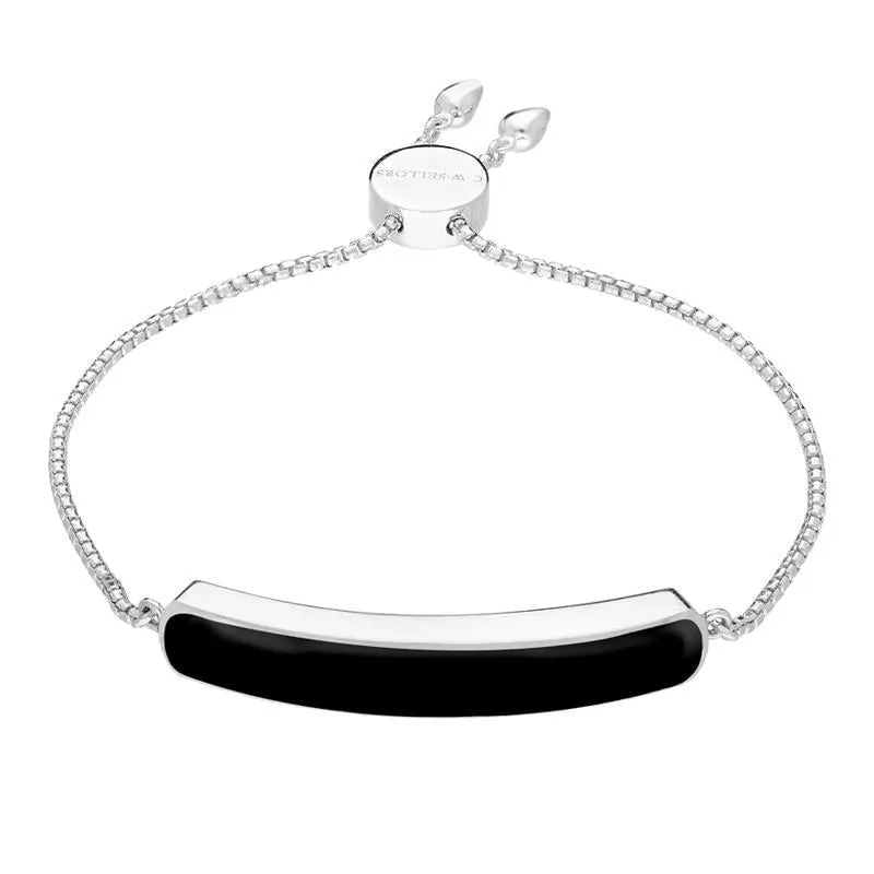 Sterling Silver Whitby Jet Lineaire Long Bracelet sold by Jura Watches