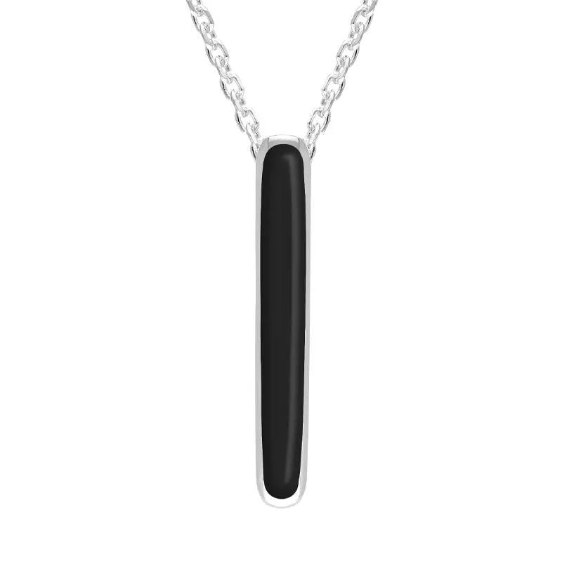 Sterling Silver Whitby Jet Lineaire Drop Oval Necklace sold by Jura Watches