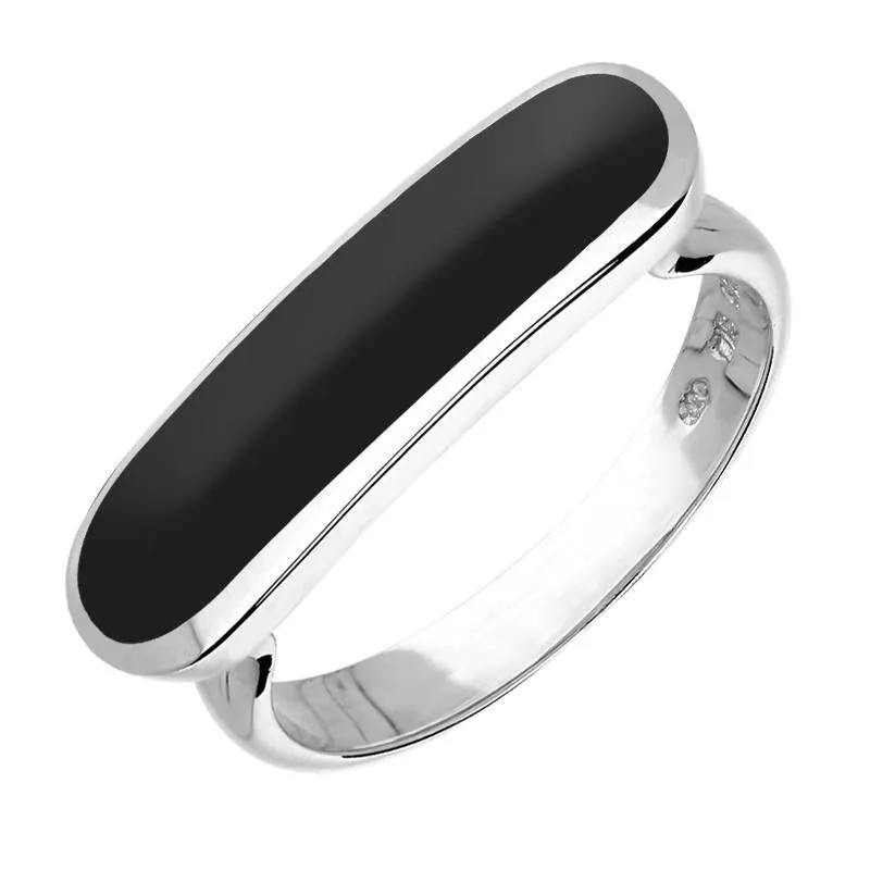 Sterling Silver Whitby Jet Lineaire Petite Oval Ring sold by Jura Watches