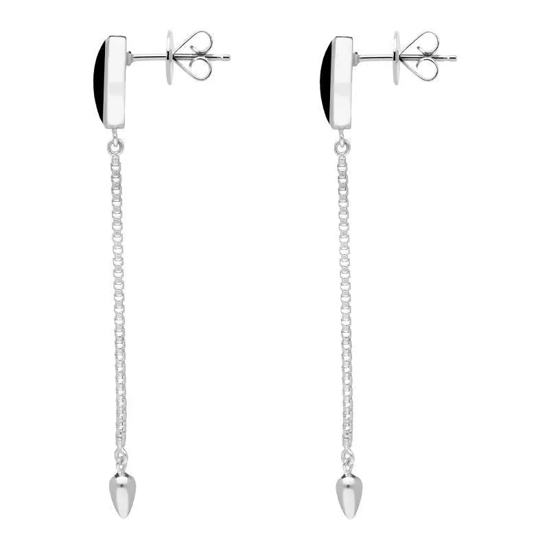 Sterling Silver Whitby Jet Lineaire Long Drop Stud Earrings sold by Jura Watches product image thumbnail 2