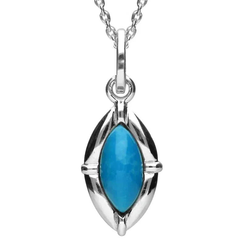 Sterling Silver Turquoise Marquise Shaped Necklace sold by Jura Watches
