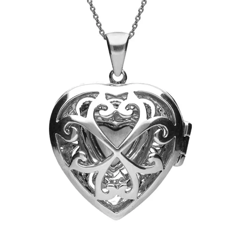 Sterling Silver Blue John Marcasite Heart Shaped Vintage Style Locket Necklace sold by Jura Watches product image thumbnail 2