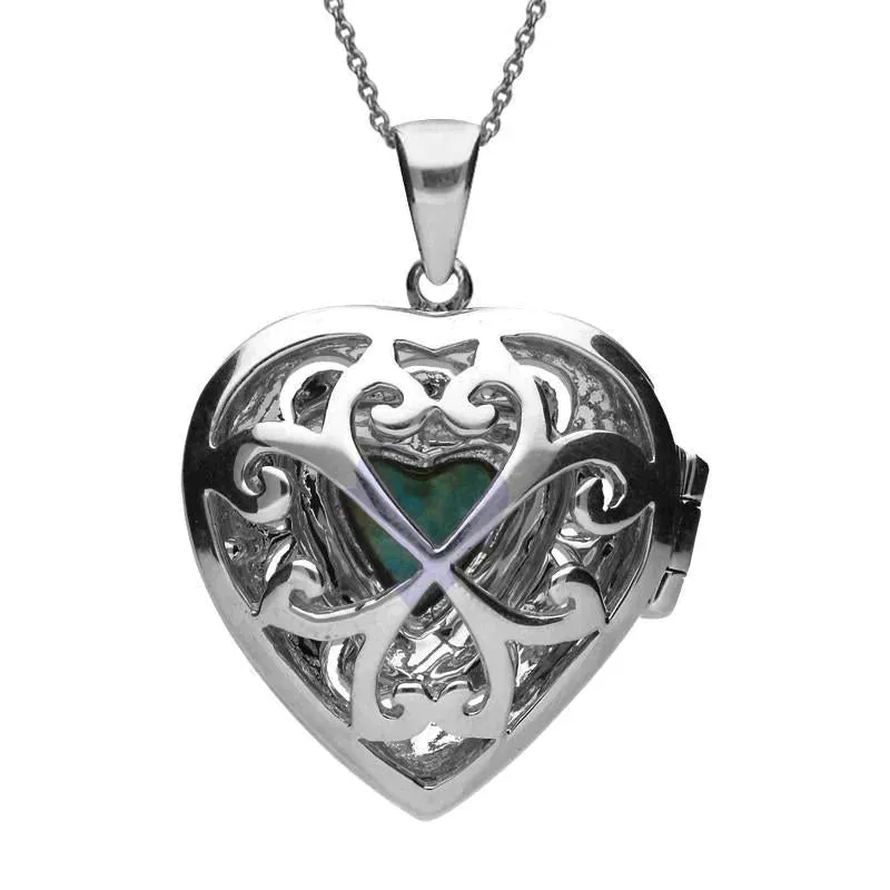 Sterling Silver Turquoise Marcasite Heart Shaped Vintage Style Locket Necklace sold by Jura Watches product image thumbnail 2