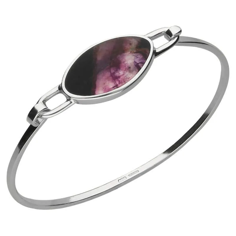 Sterling Silver Blue John Oval Slim Bangle sold by Jura Watches