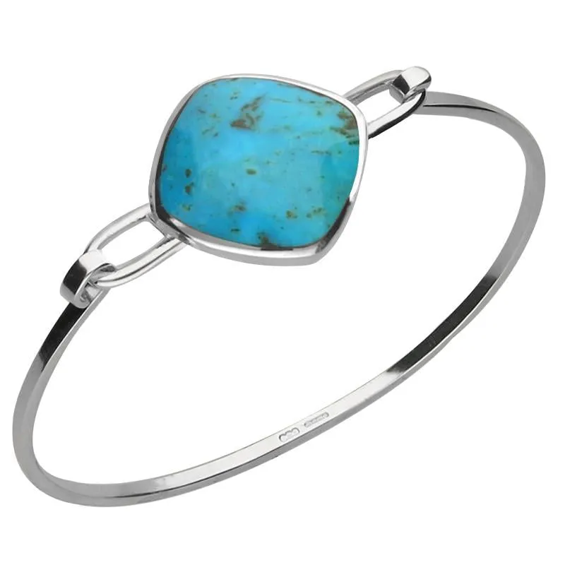 Sterling Silver Turquoise Slim Cushion Bangle sold by Jura Watches