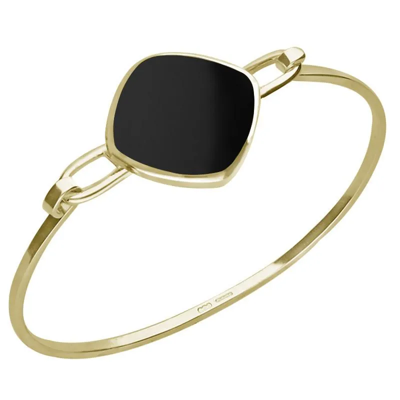 9ct Yellow Gold Whitby Jet Slim Cushion Bangle sold by Jura Watches