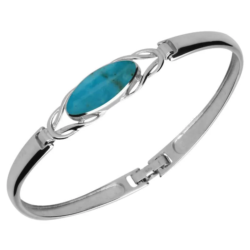 Sterling Silver Turquoise Celtic Oval Clip Bangle sold by Jura Watches