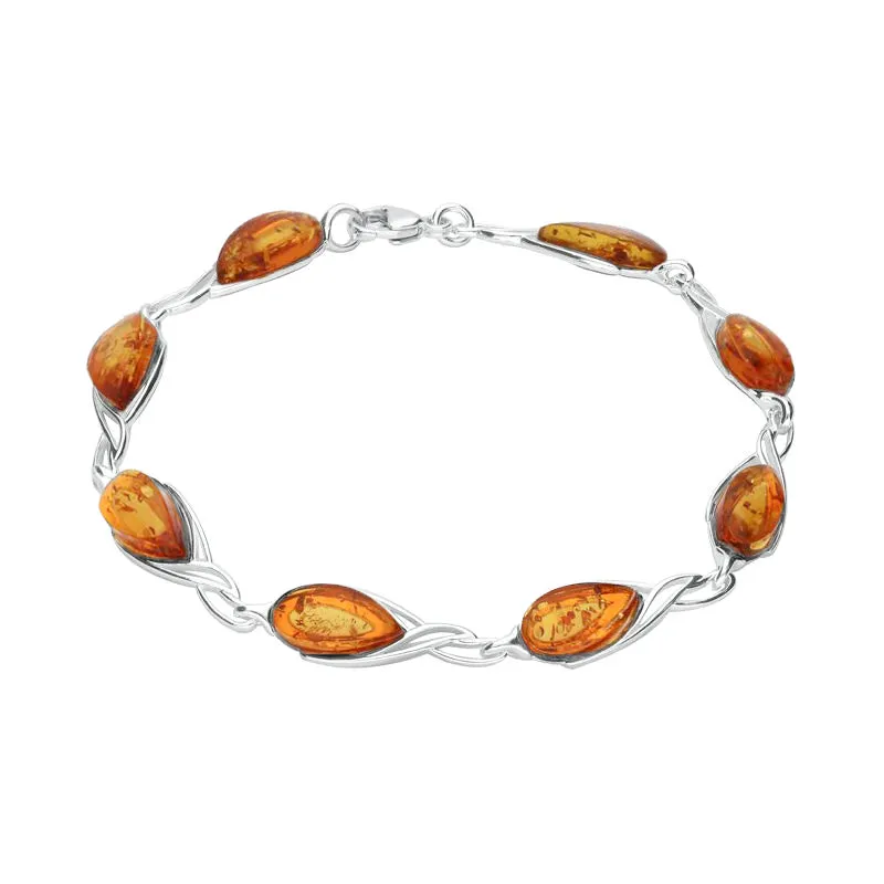 Sterling Silver Amber Celtic Eight Stone Pear Celtic Bracelet sold by Jura Watches product image thumbnail 2