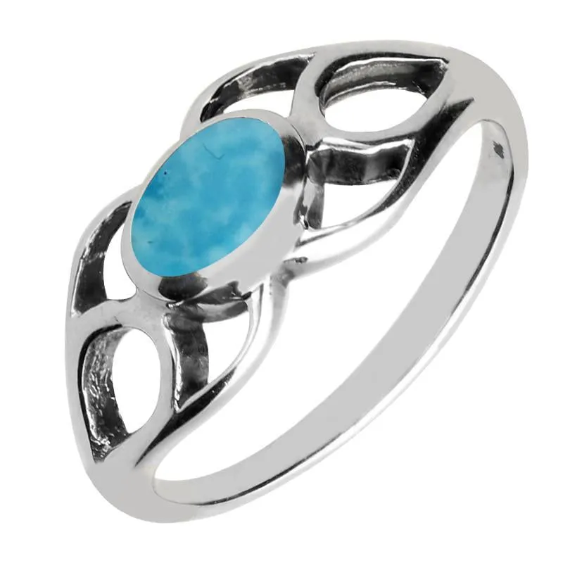 Sterling Silver Turquoise Oval Lattice Ring sold by Jura Watches