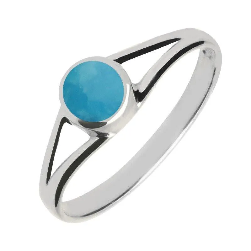 Sterling Silver Turquoise Round Split Shoulder Ring sold by Jura Watches