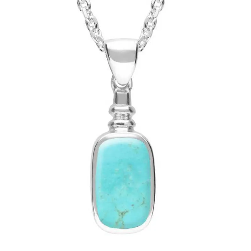 Sterling Silver Turquoise Oblong Bottle Top Necklace sold by Jura Watches