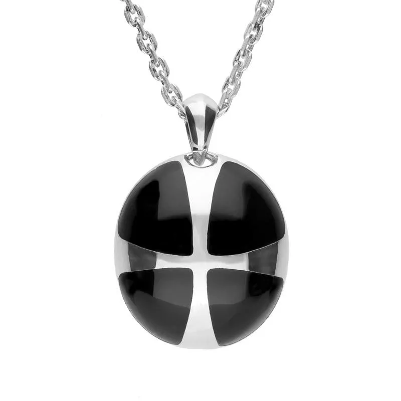Sterling Silver Whitby Jet Cross Ball Pendant Necklace D sold by Jura Watches