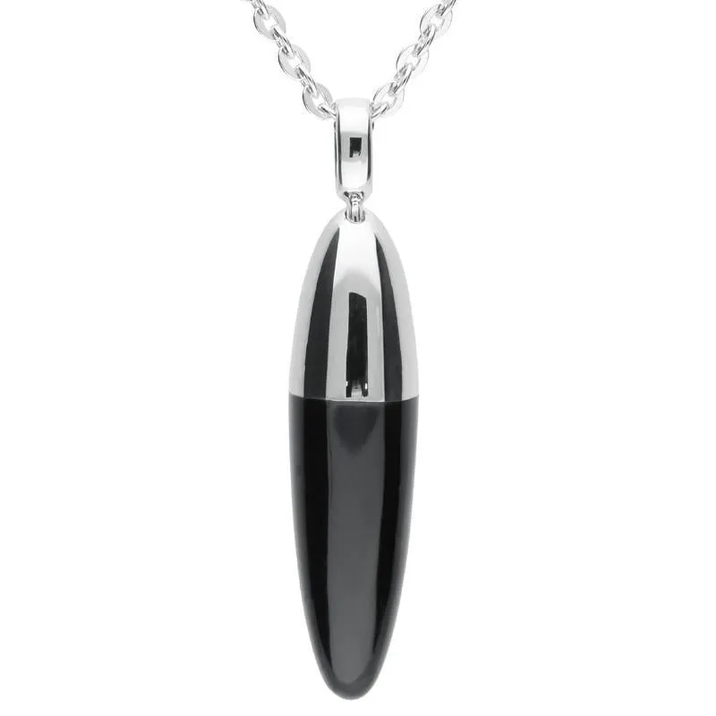 Sterling Silver Whitby Jet Dropper Necklace D sold by Jura Watches