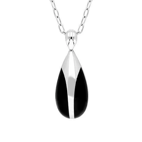 Sterling Silver Whitby Jet Pear Drop Necklace sold by Jura Watches