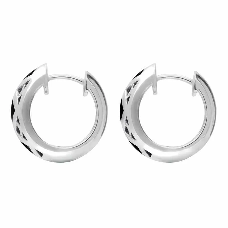 Sterling Silver Whitby Jet Geometric Hoop Earrings sold by Jura Watches product image thumbnail 2