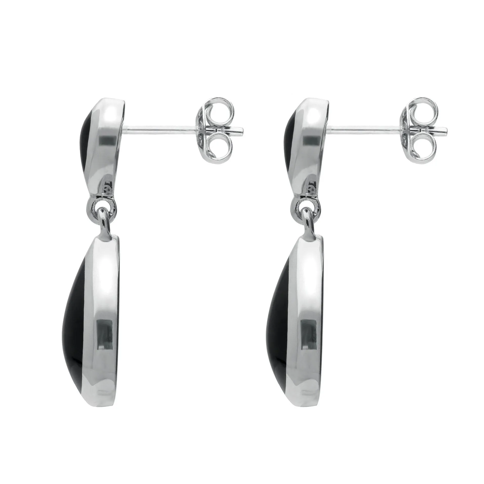 Sterling Silver Whitby Jet Double Pear Drop Earrings sold by Jura Watches product image thumbnail 2