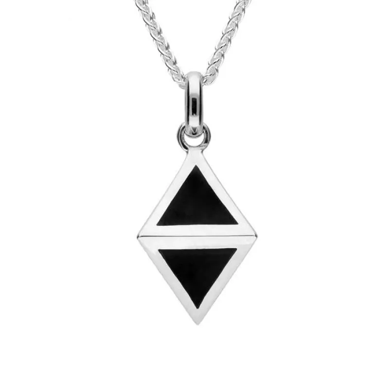 Sterling Silver Whitby Jet Triangle Prism Necklace sold by Jura Watches