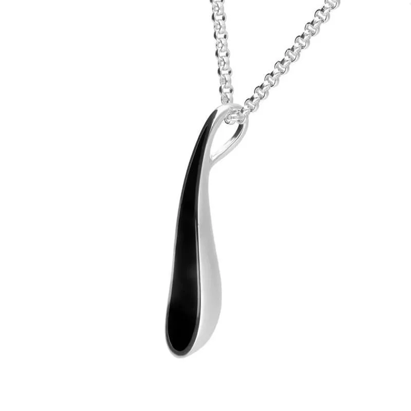 Sterling Silver Whitby Jet Curved Pear Cut Necklace sold by Jura Watches product image thumbnail 2