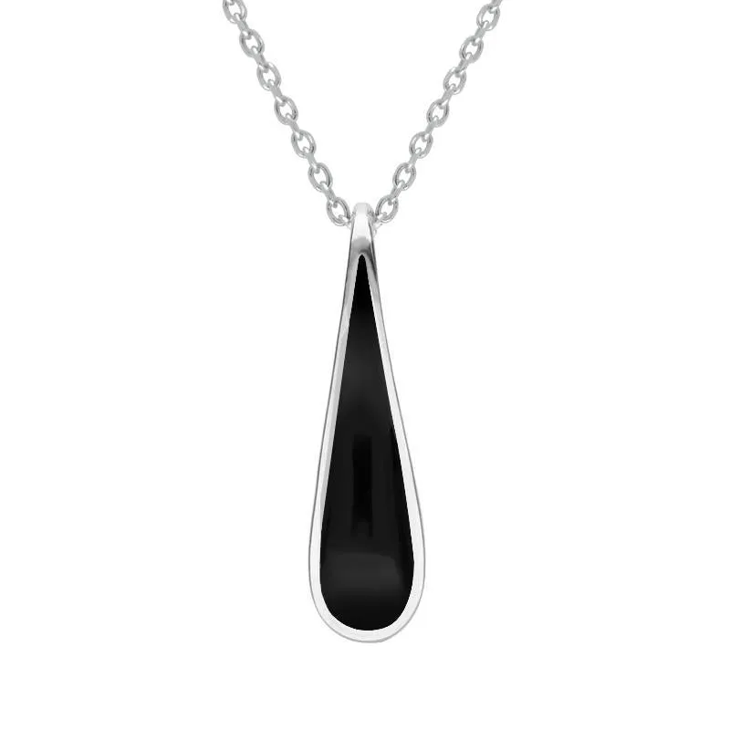 Sterling Silver Whitby Jet Curved Pear Cut Necklace sold by Jura Watches
