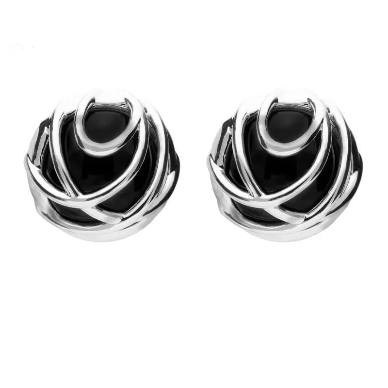 Sterling Silver Whitby Jet Essence Squiggle Stud Earrings sold by Jura Watches