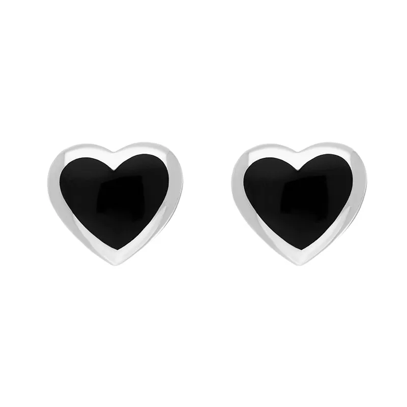 Sterling Silver Whitby Jet Heart Stud Earrings sold by Jura Watches