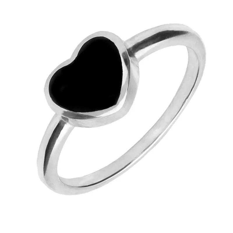 Sterling Silver Whitby Jet Single Heart Ring sold by Jura Watches