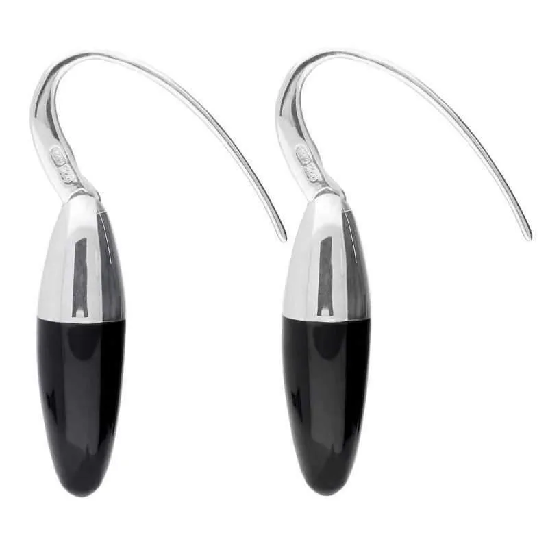 Sterling Silver Whitby Jet Dropper Hook Earrings sold by Jura Watches product image thumbnail 2