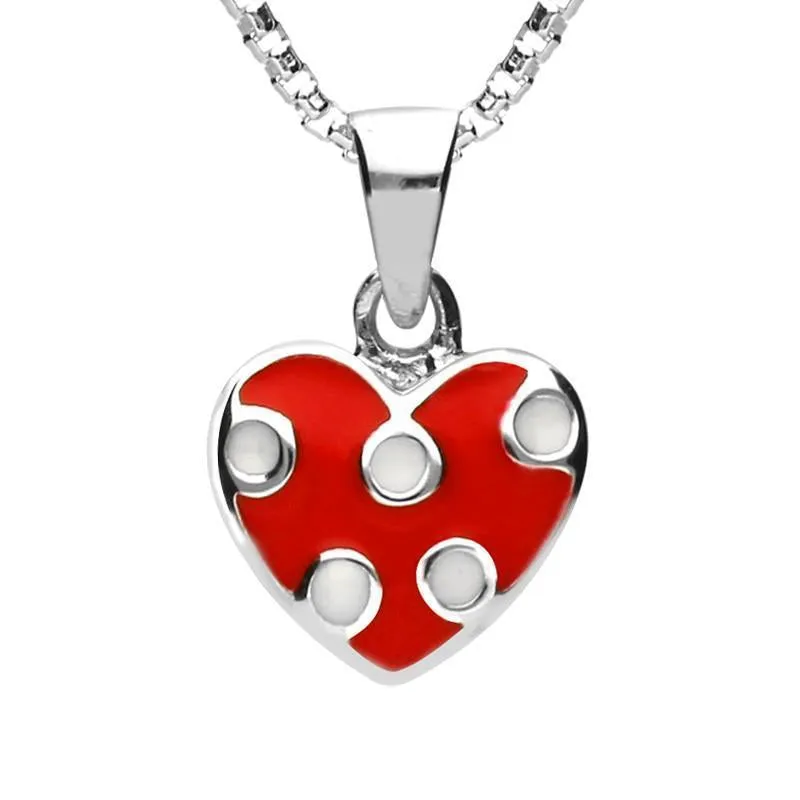 Sterling Silver NSPCC Enamel Red and White Spotty Heart Necklace D sold by Jura Watches