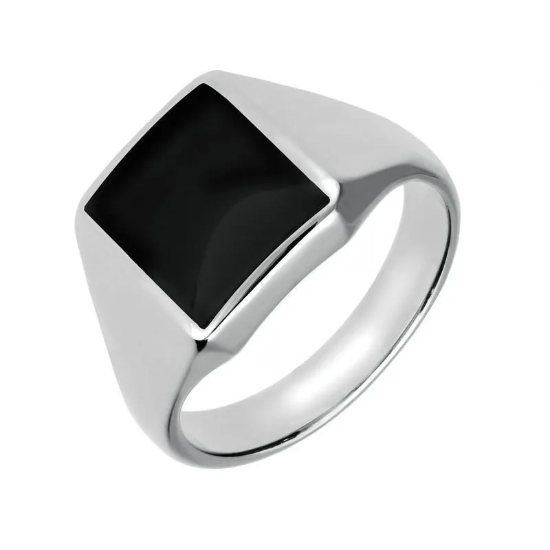 Sterling Silver Whitby Jet Oblong Signet Ring sold by Jura Watches