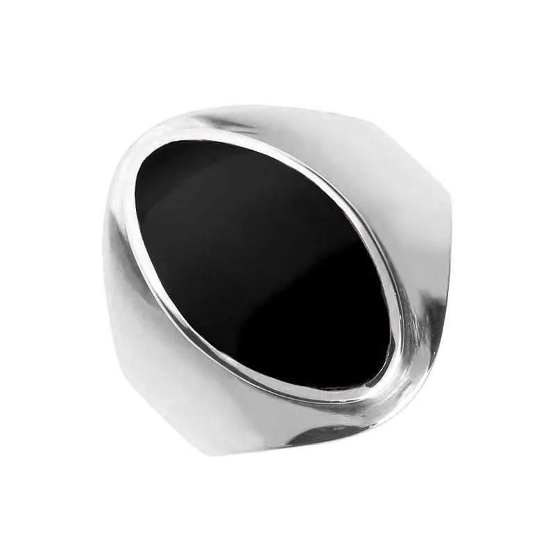 Sterling Silver Whitby Jet Oval Ring sold by Jura Watches