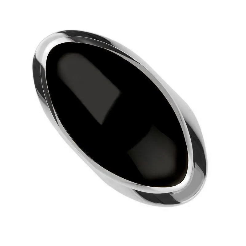 Sterling Silver Whitby Jet Large Oval Statement Ring sold by Jura Watches