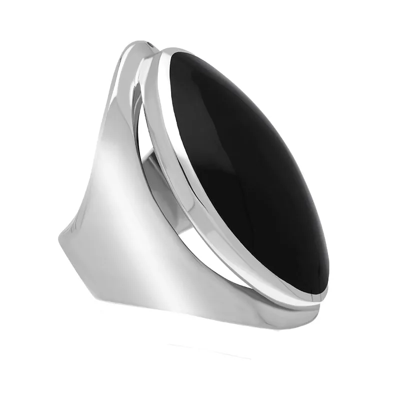 Sterling Silver Whitby Jet Large Oval Statement Ring sold by Jura Watches product image thumbnail 2