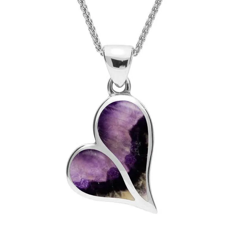 Sterling Silver Blue John Split Heart Necklace sold by Jura Watches