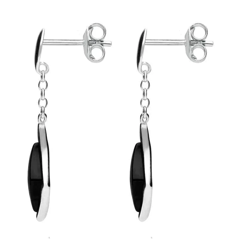Sterling Silver Whitby Jet Curved Diamond Shape Chain Drop Earrings D sold by Jura Watches product image thumbnail 2