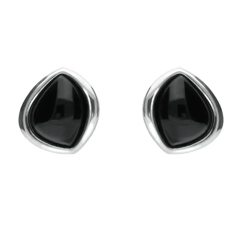 Sterling Silver Whitby Jet Abstract Marquise Stud Earrings sold by Jura Watches