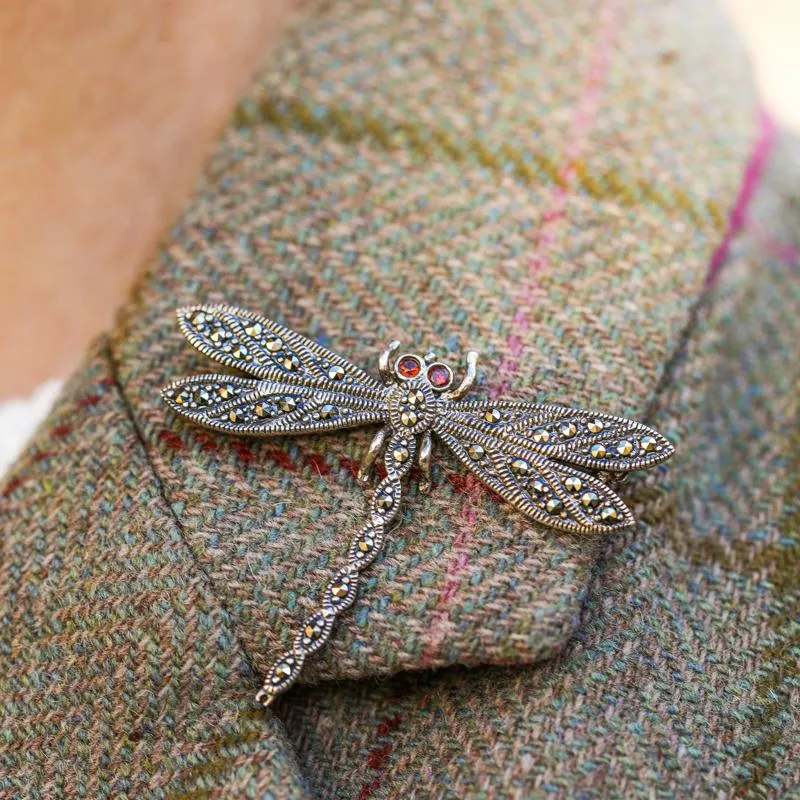 Sterling Silver Marcasite Garnet Style & Fashion Dragonfly Brooch sold by Jura Watches product image thumbnail 2