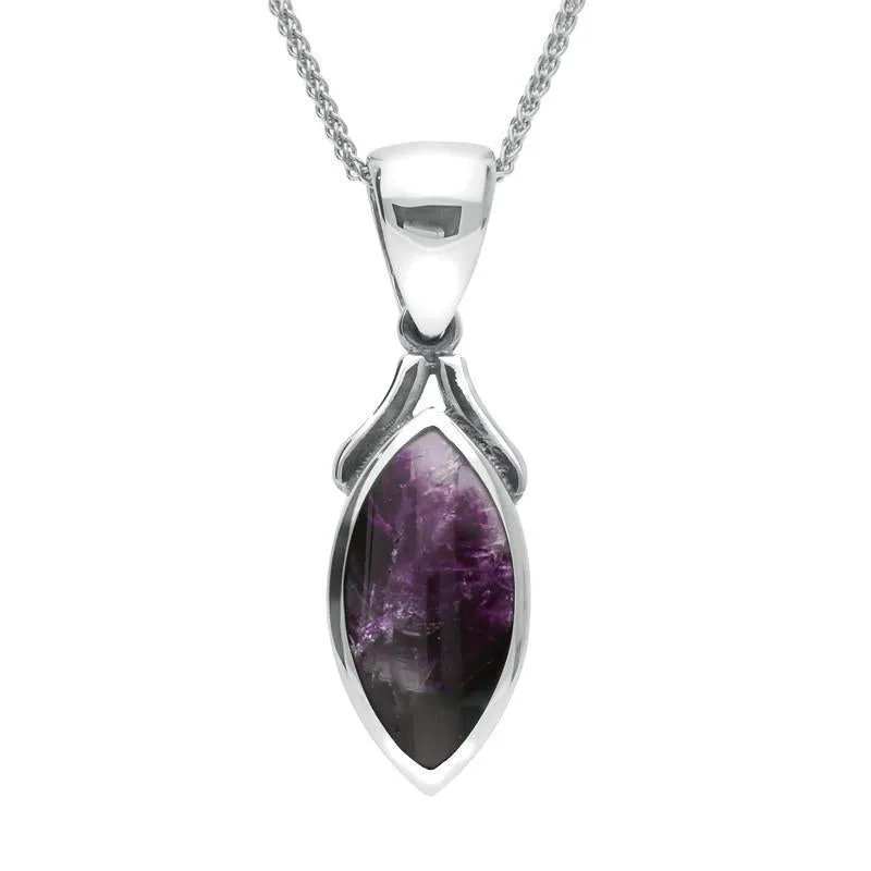 Sterling Silver Blue John Marquise Necklace sold by Jura Watches