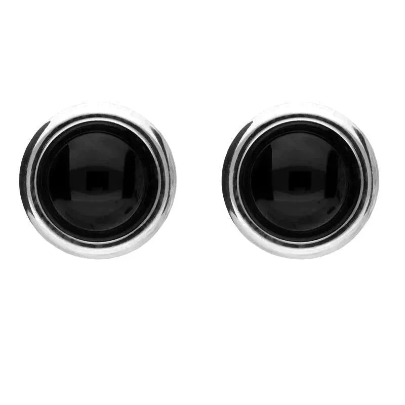 Sterling Silver Whitby Jet Round Stud Earrings sold by Jura Watches