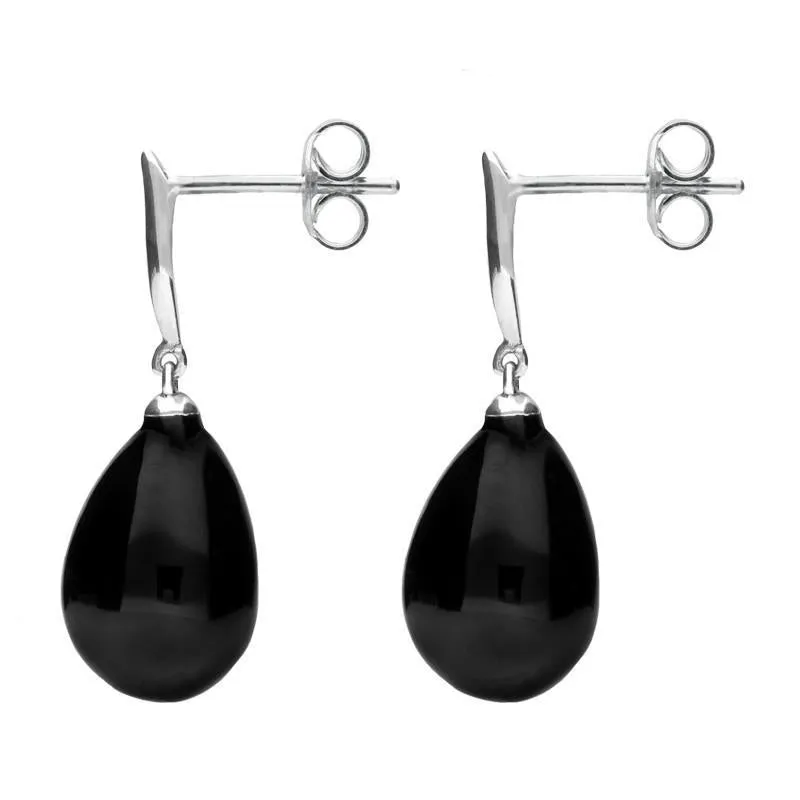 Sterling Silver Whitby Jet Tapered Top Pear Drop Stud Earrings sold by Jura Watches product image thumbnail 2