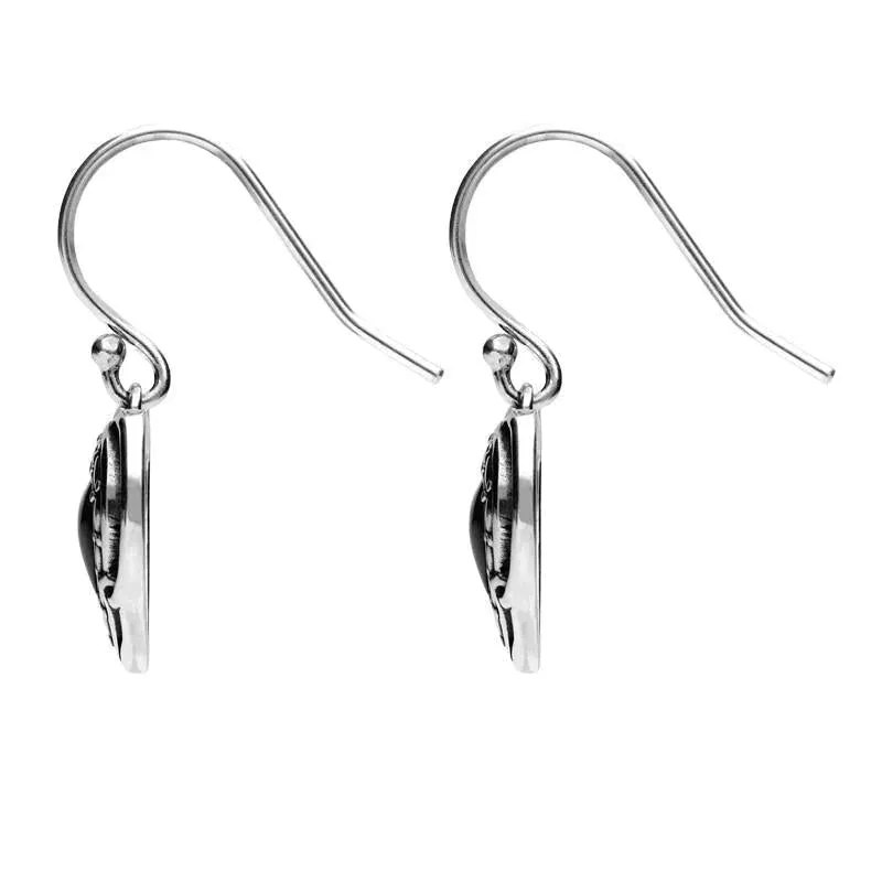 Sterling Silver Whitby Jet Heart in Heart Drop Hook Earrings sold by Jura Watches product image thumbnail 2