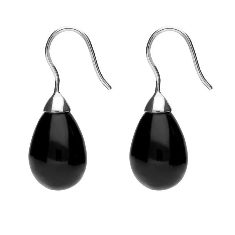 Sterling Silver Whitby Jet Oval Bead Hook Earrings sold by Jura Watches product image thumbnail 2