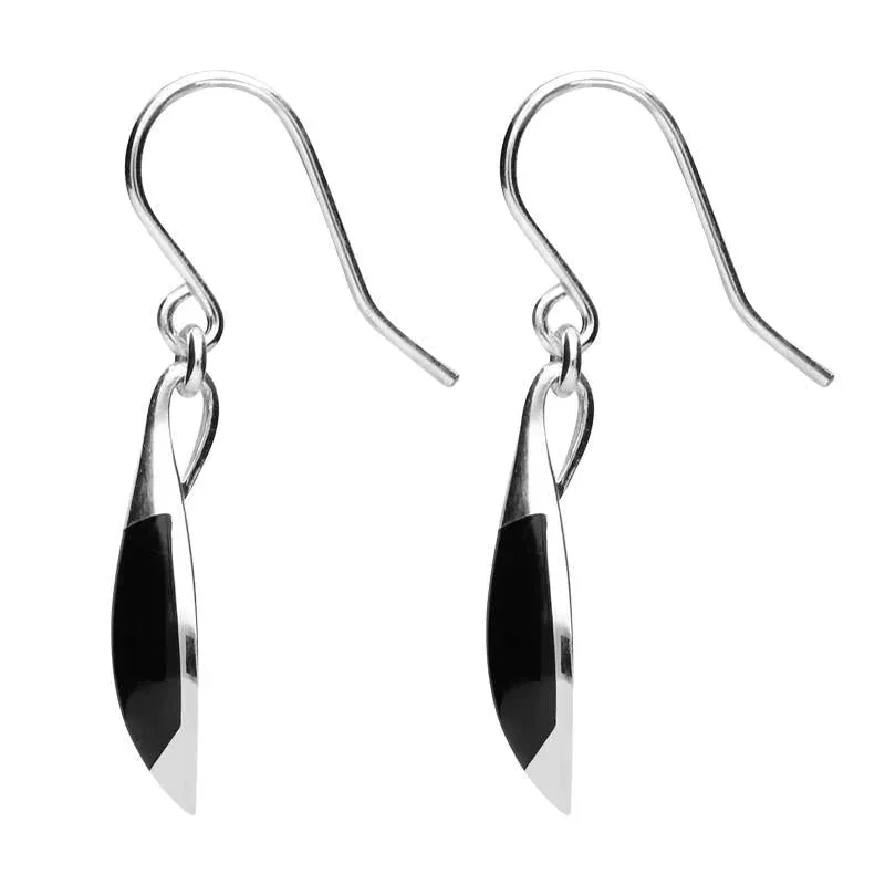 Sterling Silver Whitby Jet Half Pear Drop Hook Earrings sold by Jura Watches product image thumbnail 2