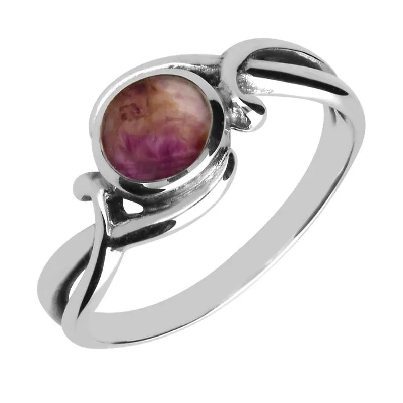 Sterling Silver Blue John Round Scroll Ring sold by Jura Watches