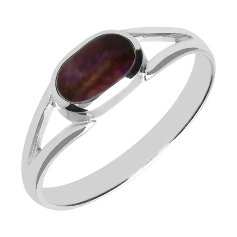 Sterling Silver Blue John Oval Split Shoulder Ring sold by Jura Watches