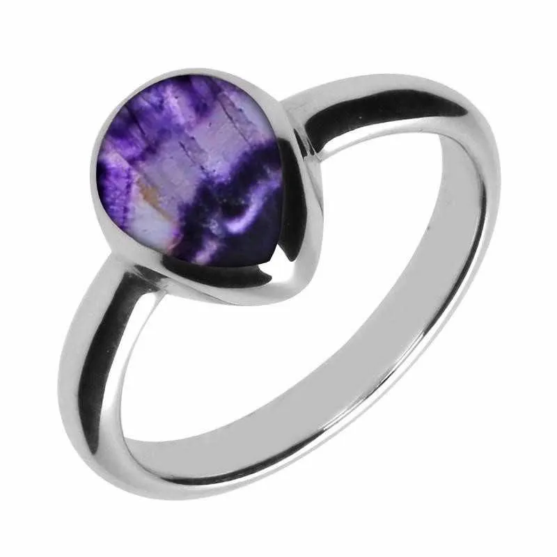 Sterling Silver Blue John Pear Shaped Ring sold by Jura Watches